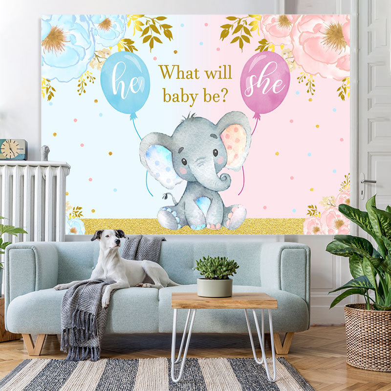 Lofaris What Will Baby Be Elephent Shower Backdrop