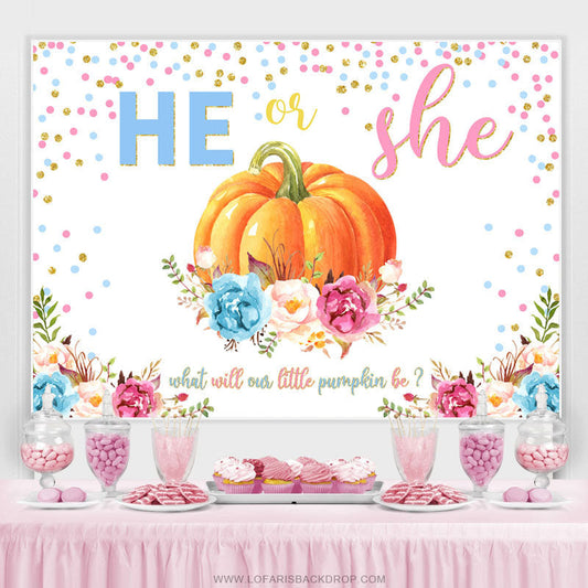 Lofaris What Will Our Little Pumpkin Be Baby Shower Backdrop