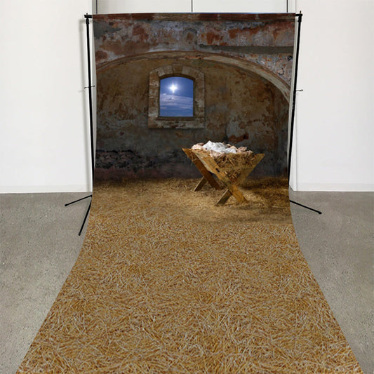 Lofaris Wheat Floor Window Sky Brick Photo Booth Backdrop