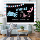 Load image into Gallery viewer, Lofaris Wheels And Heels Black Baby Shower Backdrop Decoration