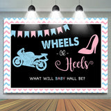 Load image into Gallery viewer, Lofaris Wheels And Heels Black Baby Shower Backdrop Decoration