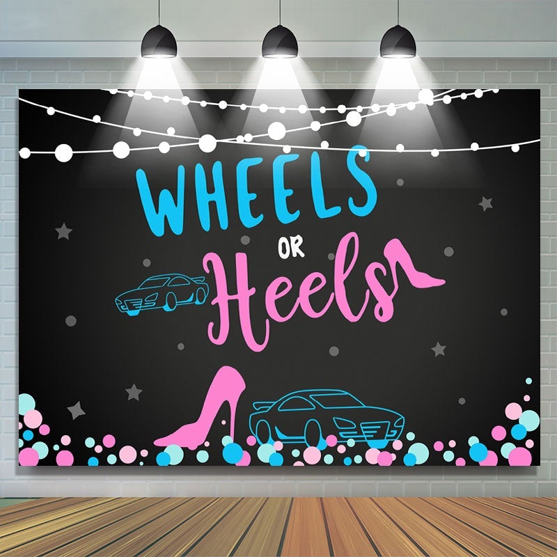 Lofaris Wheels and Heels Baby Shower Backdrop