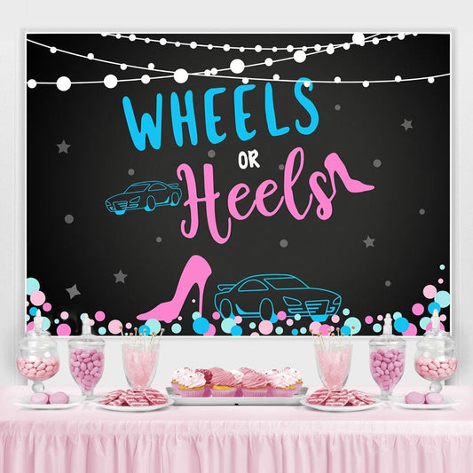Lofaris Wheels and Heels Baby Shower Backdrop