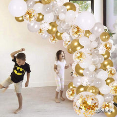 Lofaris White 126 Pack Balloon Arch Kit | Party Decorations - Gold | Silver