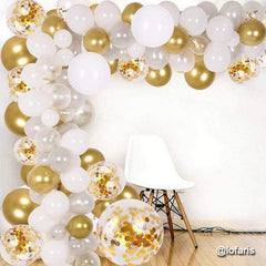 Lofaris White 126 Pack Balloon Arch Kit | Party Decorations - Gold | Silver