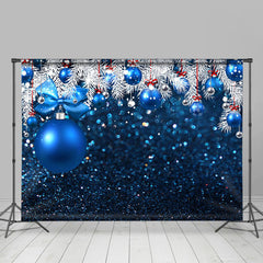 Lofaris White And Blue Glitter Balls Merry Christmas Backdrop