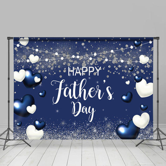 Lofaris White And Blue Heart Theme Happy Fathers Day Backdrop