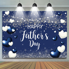 Lofaris White And Blue Heart Theme Happy Fathers Day Backdrop
