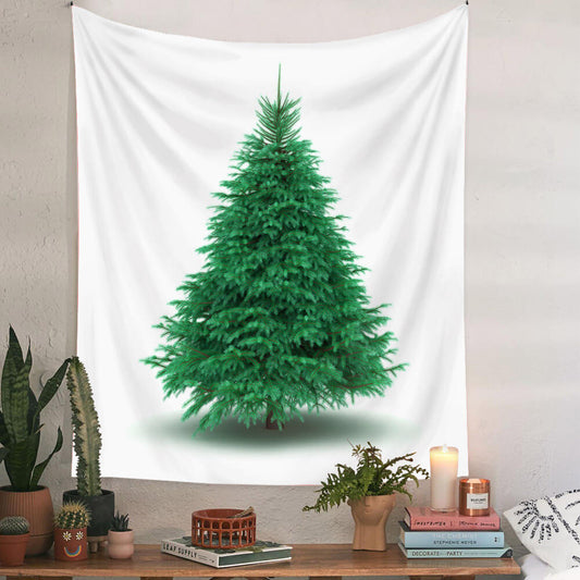 Lofaris White And Green Art Decor Christmas Tree Wall Tapestry