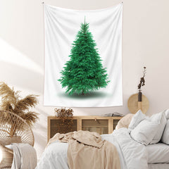 Lofaris White And Green Art Decor Christmas Tree Wall Tapestry
