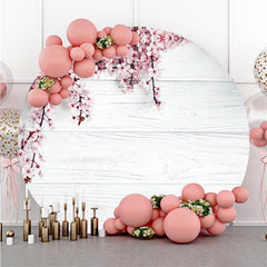 Lofaris White And Pink Flowers Wooden Happy Birthday Backdrop