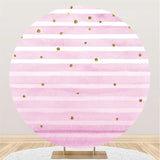 Load image into Gallery viewer, Lofaris White And Pink Stripes Round Happy Birthday Backdrop