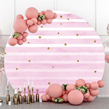 Load image into Gallery viewer, Lofaris White And Pink Stripes Round Happy Birthday Backdrop