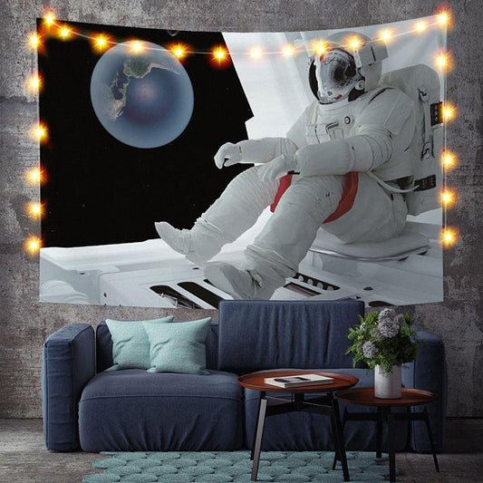 Lofaris White Astronaut Star Galaxy Novelty Funny Wall Tapestry