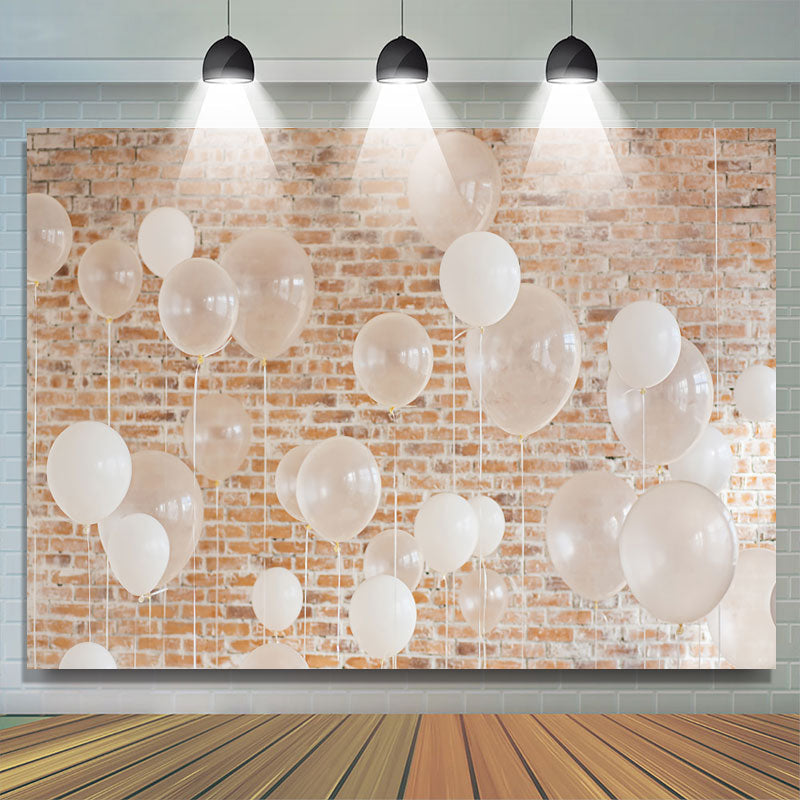Lofaris White Balloons Brick Party Decor Backdrop for Birthday