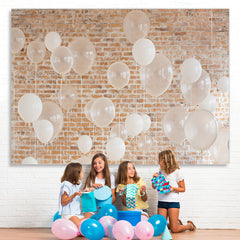 Lofaris White Balloons Brick Party Decor Backdrop for Birthday