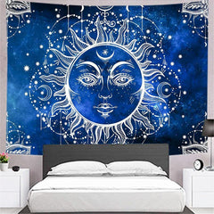 Lofaris White Blue Art Decor Mandala Divination Wall Tapestry