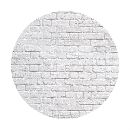 Lofaris White Brick Wall Round Backdrop For Happy Birthday