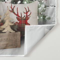 Lofaris White Bricks And Fireplace Christmas Tree Backdrop