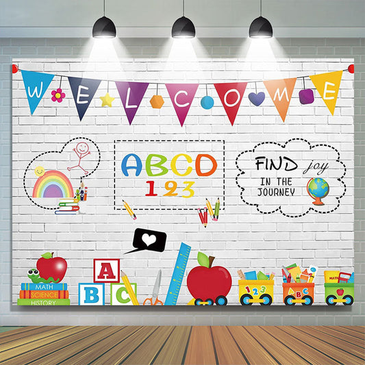 Lofaris White Bricks Find Joy In The Journey Back To School Backdrop