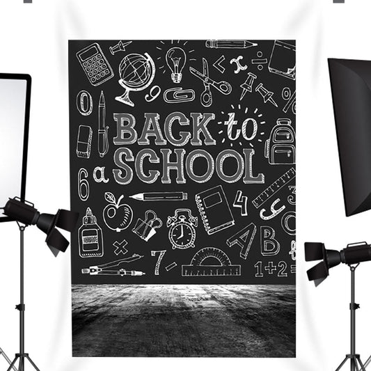 Lofaris White chalk blackboard graffiti back to school backdrop