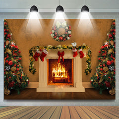 Lofaris White Closet And Christmas Trees Warm House Backdrop