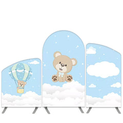 Lofaris White Cloud Blue Sky Theme Little Bear Arch Backdrop Kit