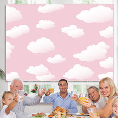 Lofaris White Cloud Pink Sky Simple Baby Shower Party Backdrop
