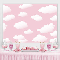 Lofaris White Cloud Pink Sky Simple Baby Shower Party Backdrop