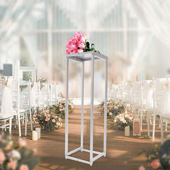 Lofaris White Cuboid Metal Floral Stand For Wedding Decor