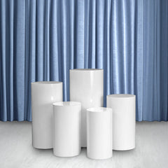 Lofaris Metal Cylinder Pedestal Display Stands 5 pcs/set - White