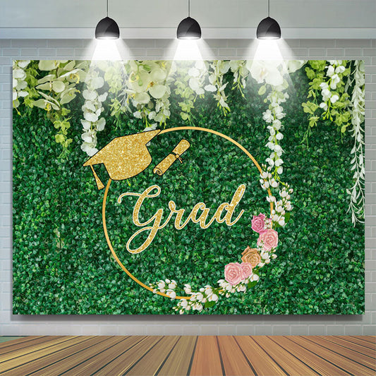 Lofaris White Floral And Green Leaves 2022 Grad Party Backdrop
