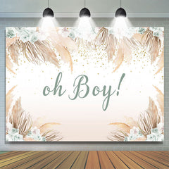 Lofaris White Floral And Light Coffee Leaf Baby Shower Backdrop