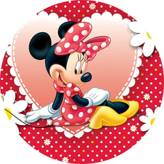 Lofaris White Floral And Red Cartoon Mouse Birthday Backdrop