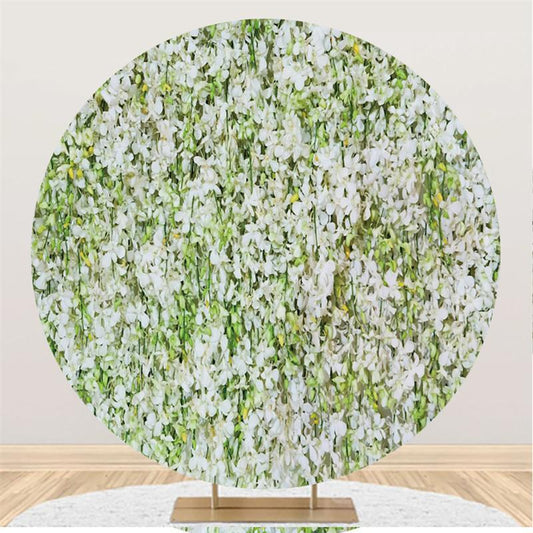 Lofaris White Floral Custom Round Wedding Backdrop Decoration