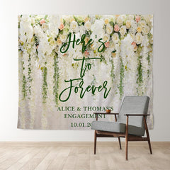 Lofaris White Flower Backdrop Curtain Floral for Wedding Baby Shower