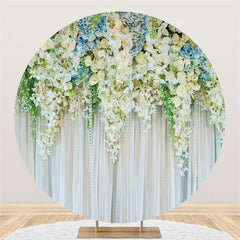 Lofaris White Flowers And Leaf Curtain Themed Wedding Backdrop