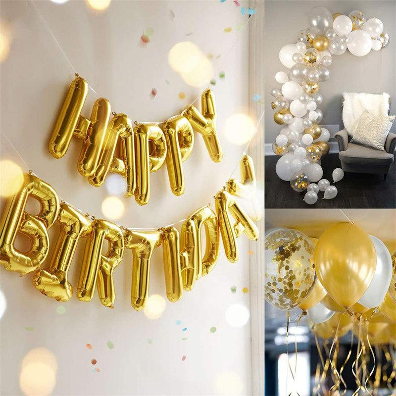 Lofaris White Gold Birthday Balloons Decoration for Party