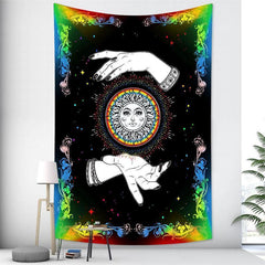 Lofaris White Hand Mandala Pattern Art Decor Wall Tapestry