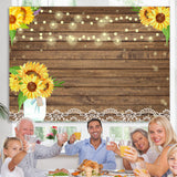 Load image into Gallery viewer, Lofaris White Lace and Sunflowers Wooden Backdrop for Party