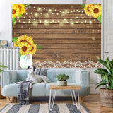 Load image into Gallery viewer, Lofaris White Lace and Sunflowers Wooden Backdrop for Party