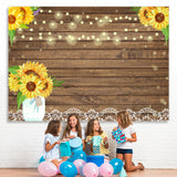 Load image into Gallery viewer, Lofaris White Lace and Sunflowers Wooden Backdrop for Party