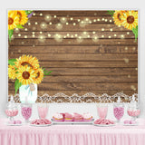 Load image into Gallery viewer, Lofaris White Lace and Sunflowers Wooden Backdrop for Party