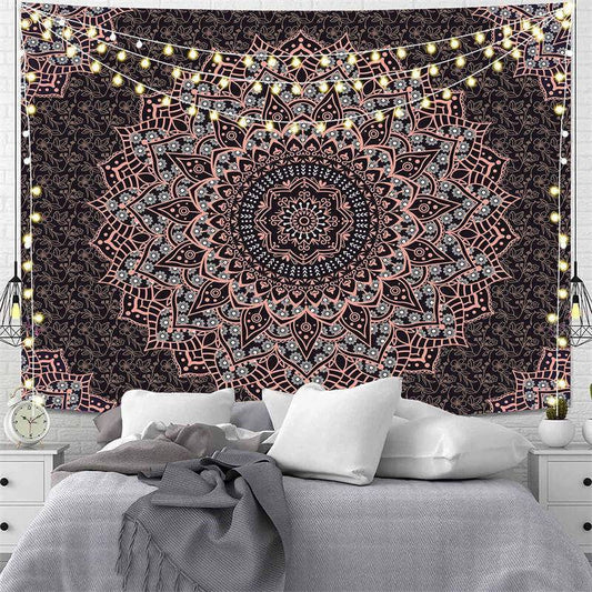 Lofaris White Pink Mandala Trippy Still Life Wall Tapestry