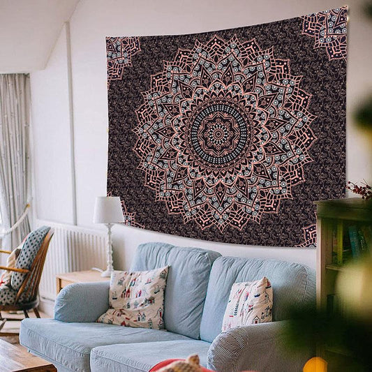 Lofaris White Pink Mandala Trippy Still Life Wall Tapestry