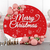Load image into Gallery viewer, Lofaris White Snow And Tree Merry Christmas Round Backdrop