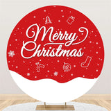 Load image into Gallery viewer, Lofaris White Snow And Tree Merry Christmas Round Backdrop