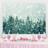 Load image into Gallery viewer, Lofaris White Sonwflake and Green Forest Winter Party Backdrop