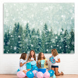 Load image into Gallery viewer, Lofaris White Sonwflake and Green Forest Winter Party Backdrop