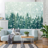 Load image into Gallery viewer, Lofaris White Sonwflake and Green Forest Winter Party Backdrop